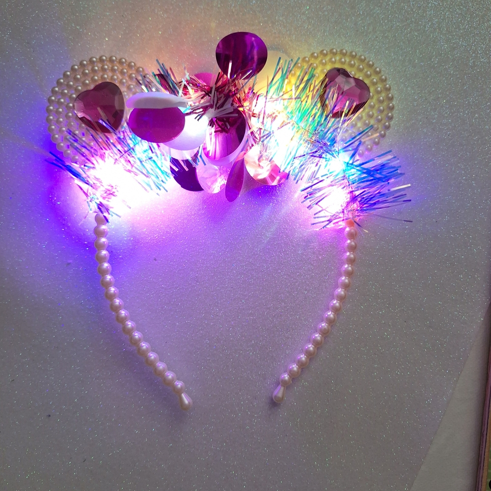 Colorful Light-Up Headband with Pearls